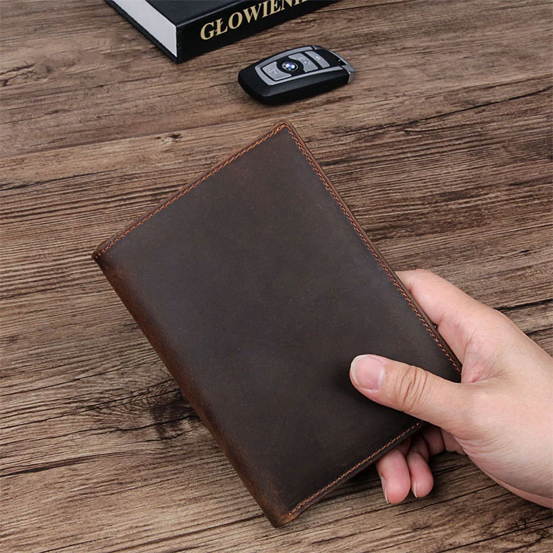 Crazy Horse Leather Passport Holder For Men And Women Abroad Travel Wallet Card Holder Multifunctional Leather Ticket Holder