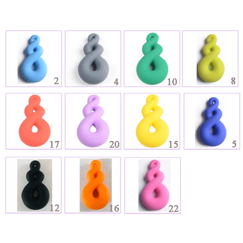 BPA Free Silicone Chew Necklace With  Twist Beads Pendant Non Toxic  Teething  for Baby/mommy