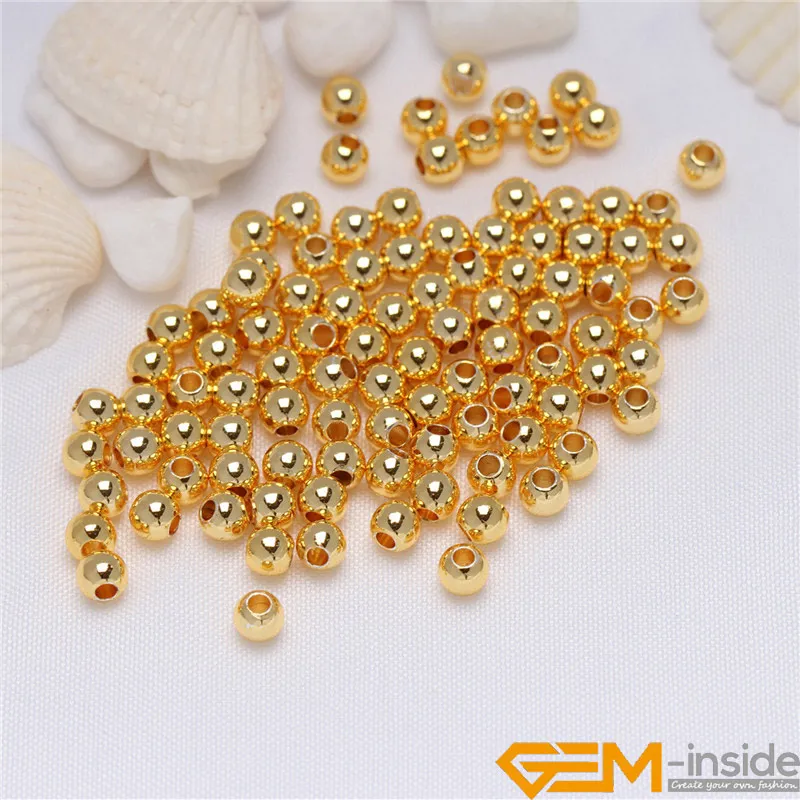 

100Pcs Hypoallergenic Polished Smooth 14 Yellow Gold Filled Spacer Beads For Jewelry Making 2.5 4 5 6 8mm