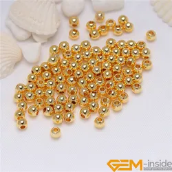 Perles d'espacement rembourrées en or jaune 14, 100 pièces, lisses et hypoallergéniques pour la fabrication de bijoux 2.5 4 5 6 8mm