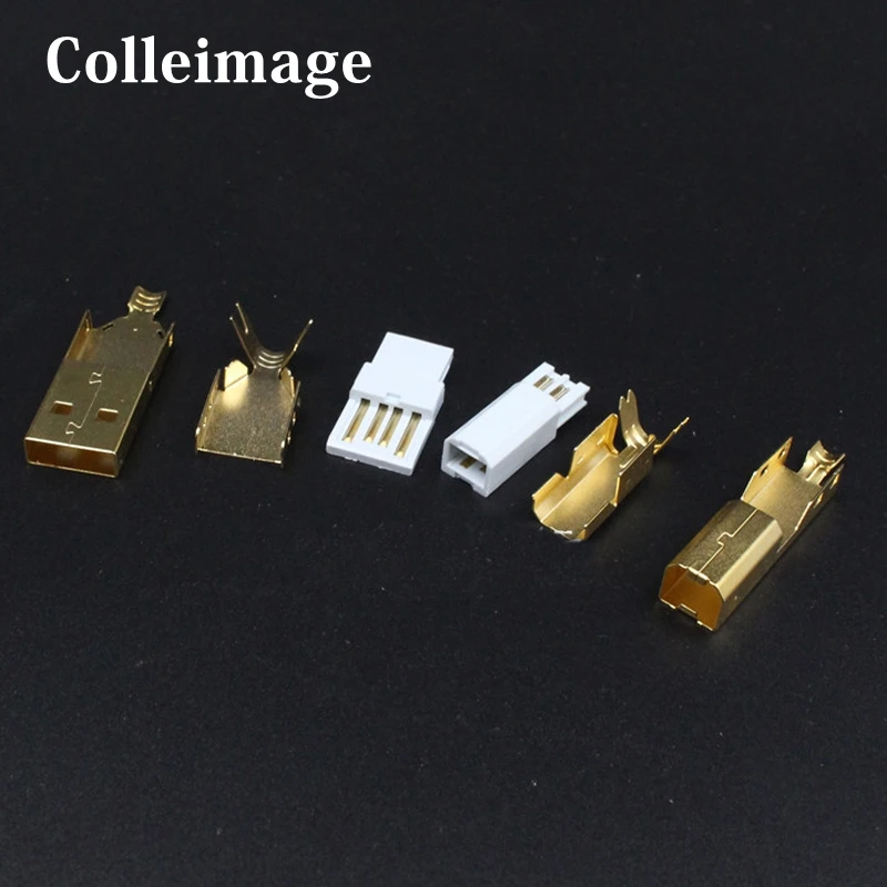 1set USB Type B Standard Port Female Solder Jacks Connector PCB Socket USB-B type Gold plated USB plug HIFI USB plug