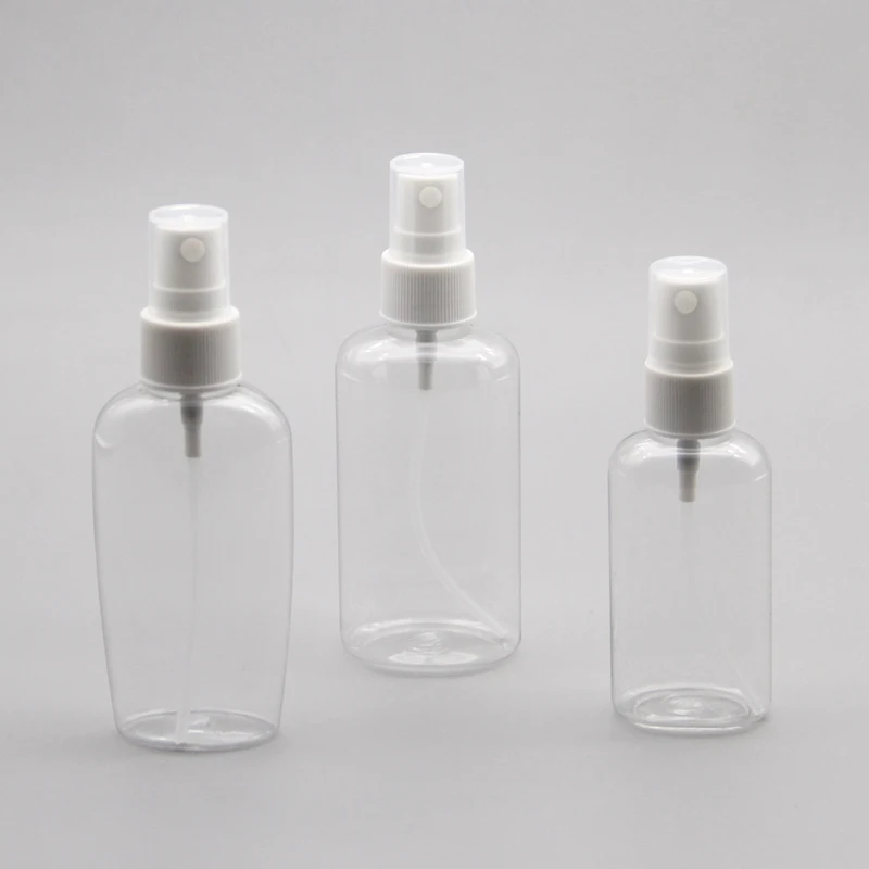 Transparent 50ML 60ML 100ML 50pcs Spray Bottles Makeup Empty Travel Plastic Flat Bottles Spray Bottle For Toner Perfume Tool