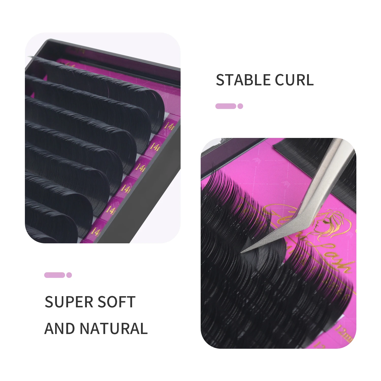 GLAMLASH Wholesale 16Rows BCCCD Curl Natural Mink Single Eyelash Extension Premium Individual Fake False Eye Lashes