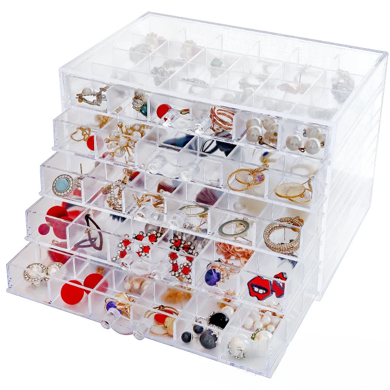 

Simple Acrylic Earrings Jewelry Storage Box Ear Clips Sorting Boxes Multilayer Diamond Boxes Display Stand Organizer Holder