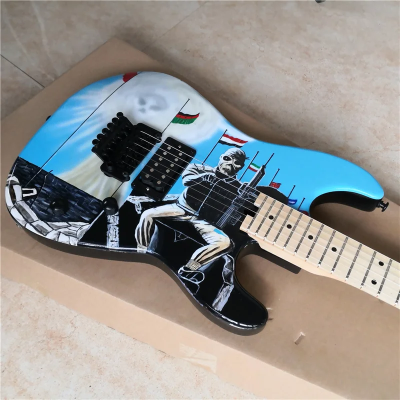 Electric Guitar with Handmade Painting, Color Can Be Customized, ET to Your Requirements, 6 Strings