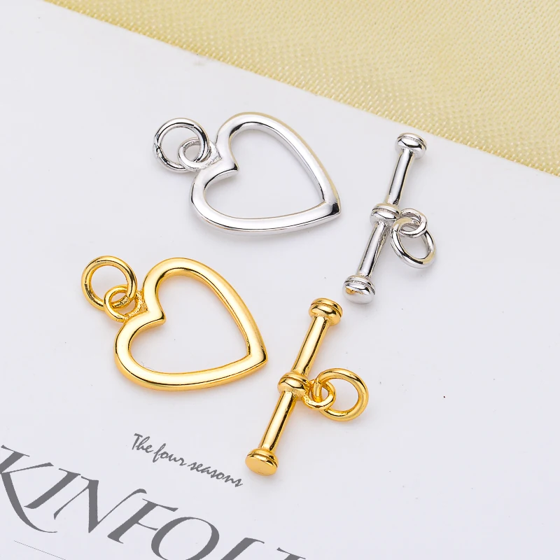 

New Heart Shape Design Clasp Sterling Silver Material Silver&Gold Color Jewelry Findings