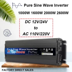 Inverter a onda sinusoidale pura 12V 24V 110V 220V 1000w 2000w 2600w Inversor 12V 48V a 220V Convertitore inverter solare Display a LED