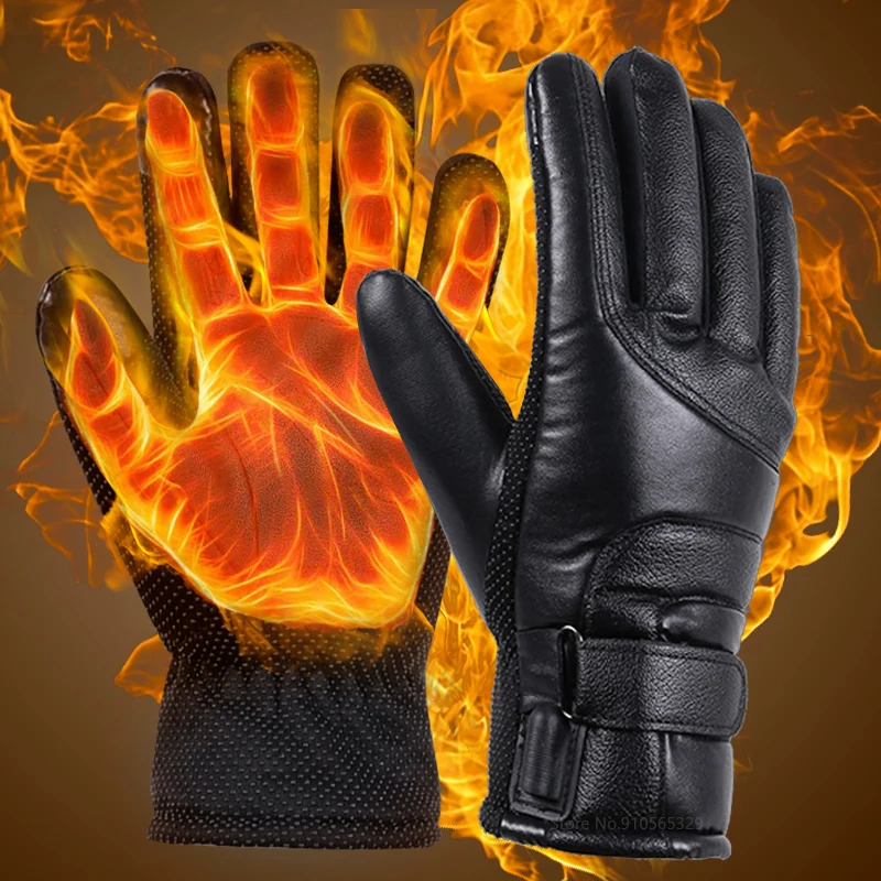 Guantes de invierno con calefacción eléctrica para hombre y mujer, guante de nieve de dedo completo para deportes al aire libre, con pantalla táctil