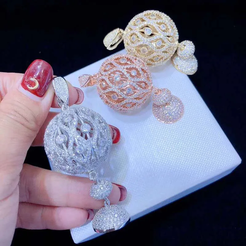 1pcs 30X60MM Women's High Quality Golden plated Paved CZ Classic jewelry accessories with spherical zircon