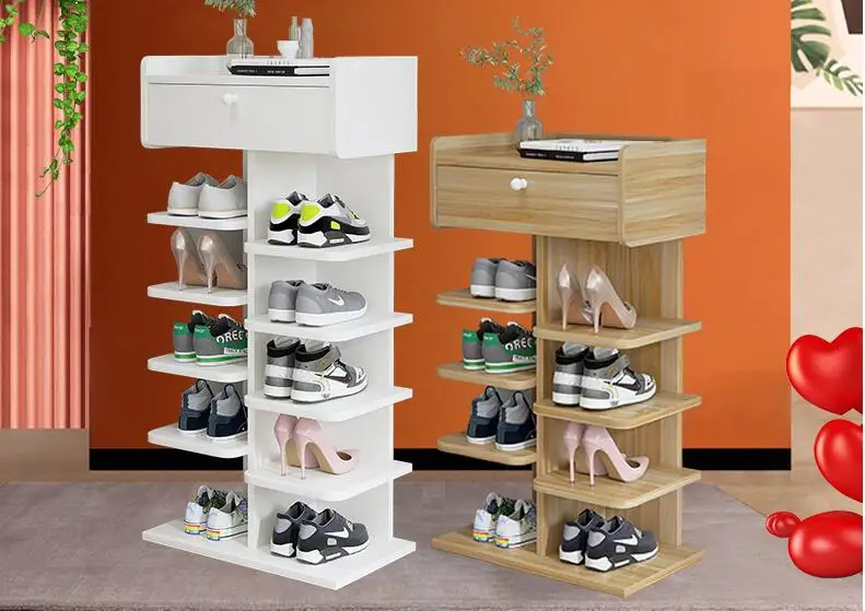 

Simple shoe racks look good indoors. Small narrow door racks are stored in door shoe cabinets to save space