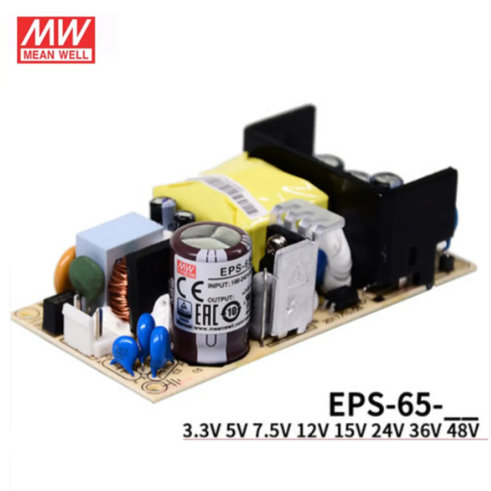 Mean Well EPS-65 Single Output PSU AC DC PCB Board 65W Power Supply 3.3V 5V 7.5V 12V 15V 24V 36V 48V 8A 3A Meanwell EPS-65-12