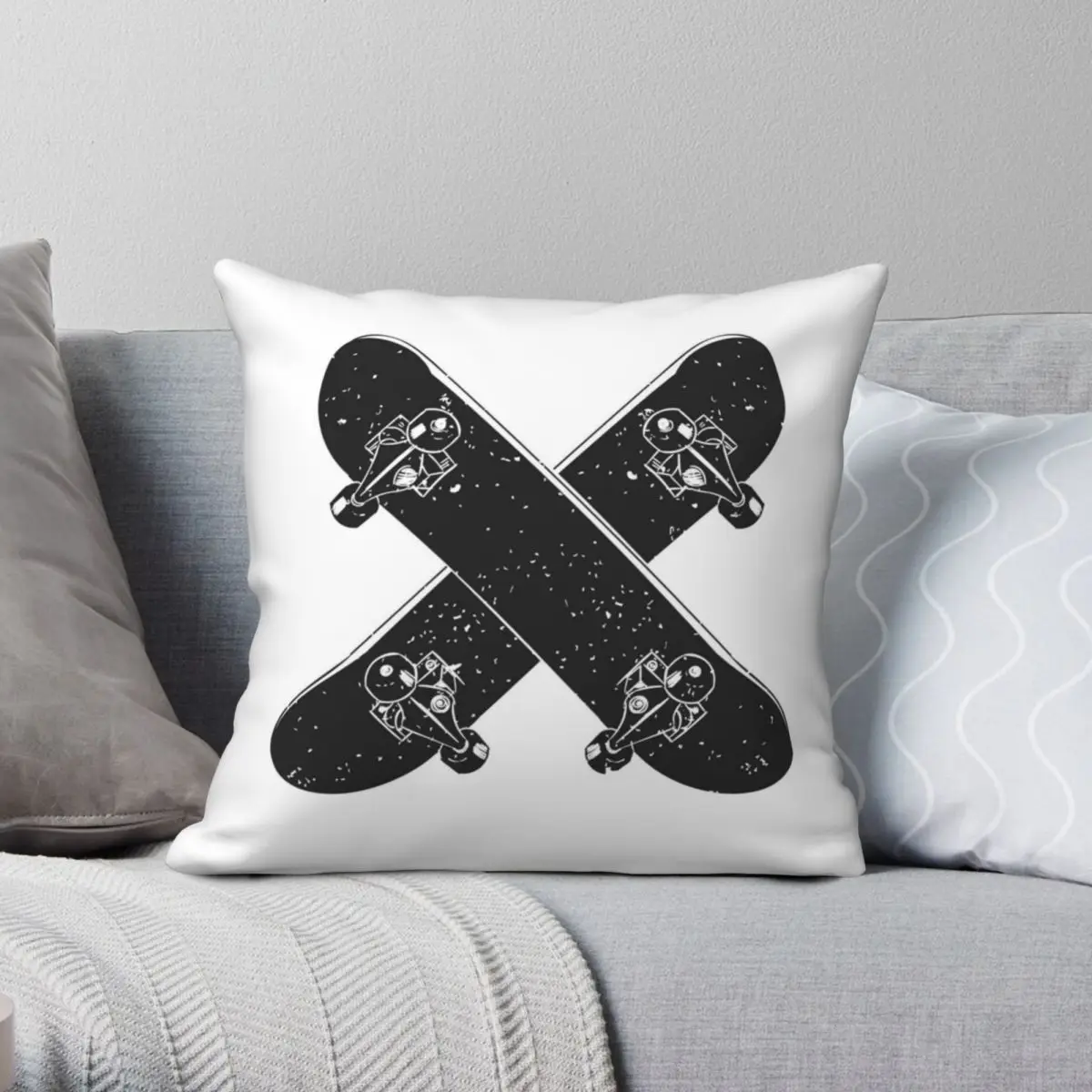 

Skateboard X Square Pillowcase Polyester Linen Velvet Creative Zip Decor Pillow Case Home Cushion Cover Wholesale