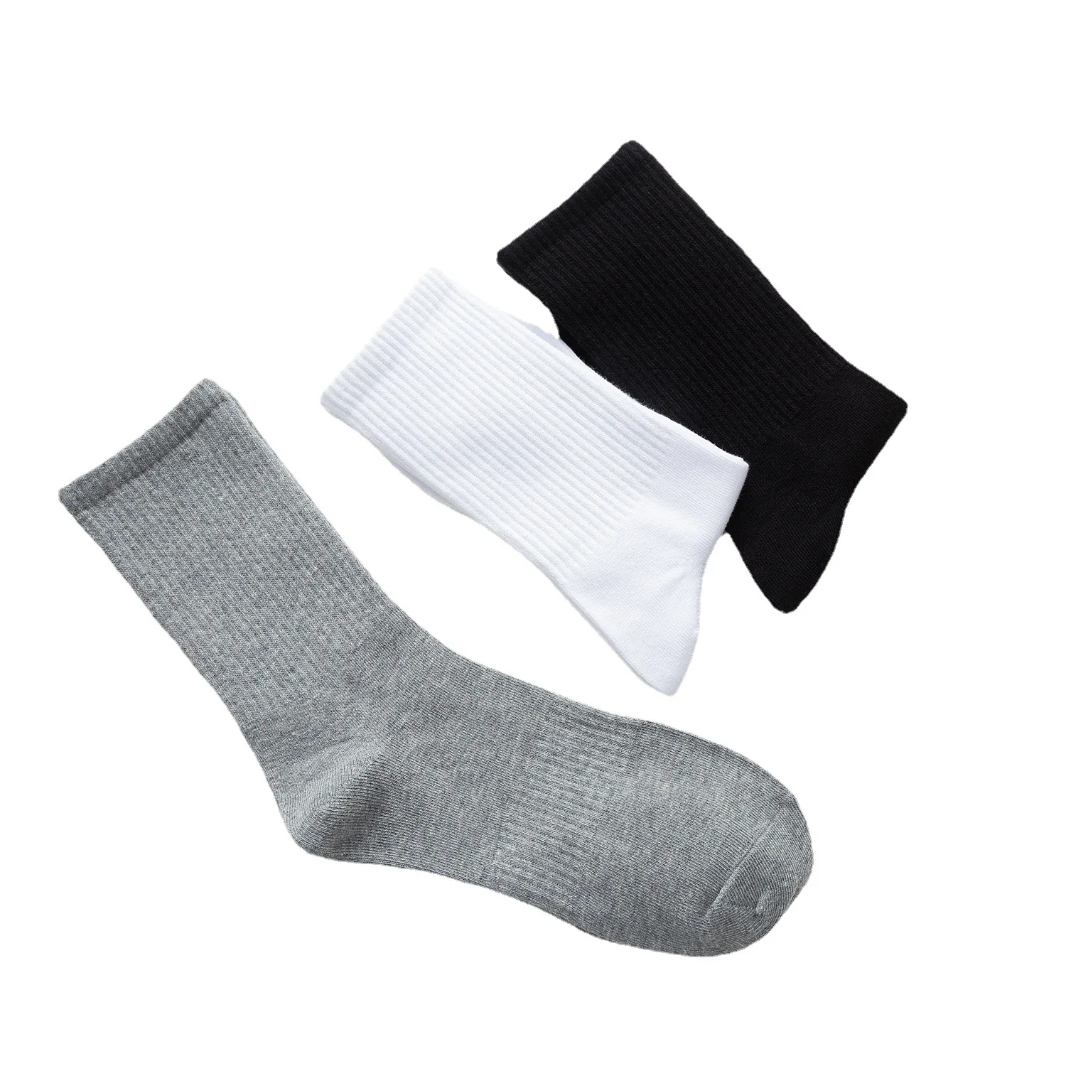 Socks Men Solid Color Cotton Business Casual Breathable Male Long High Tube Crew Socks Black White Gray Sox Calcetines Dropship