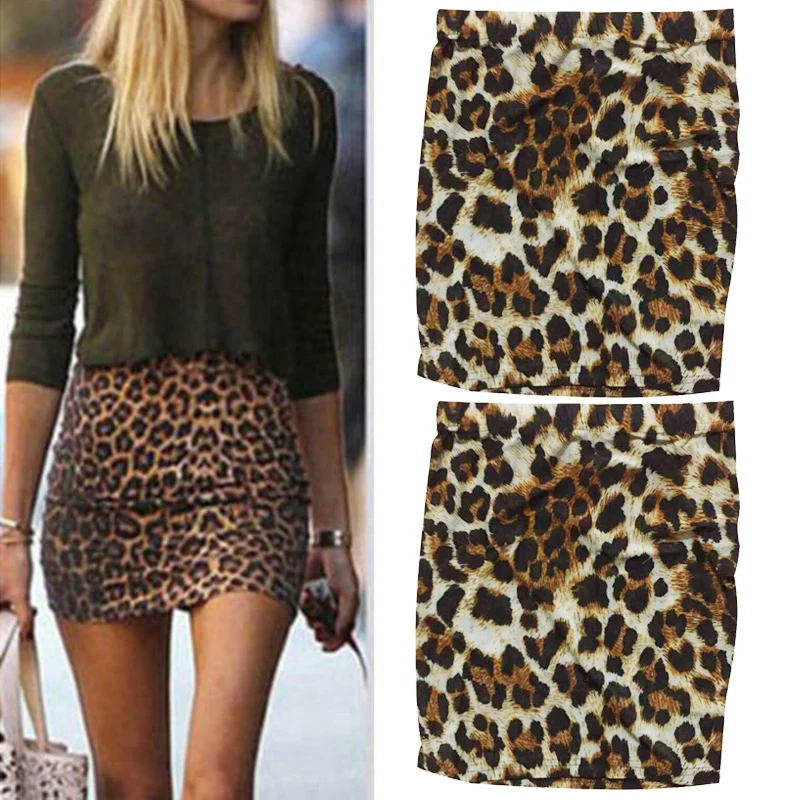 2021 New Skirt Women\'s Fashion Leopard Printed Skirt High Waist Sexy Pencil Bodycon Hip Mini Skirt New Skirts Мини Юбки