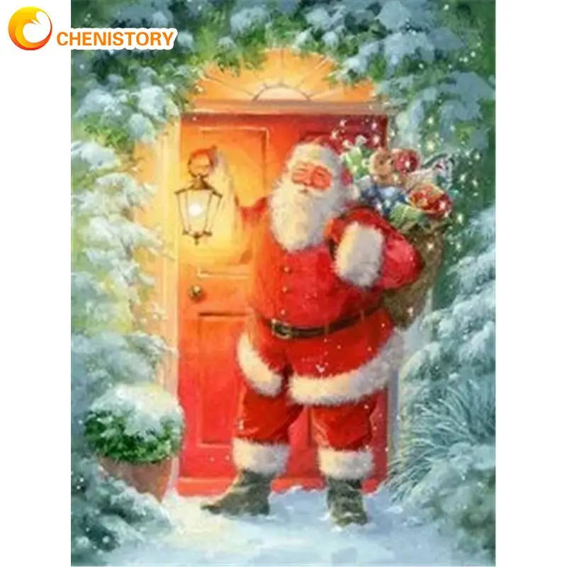 

CHENISTORY 60x75cm Frame Picture By Number Santa Claus Paint By Numbers Acrylic Paint On Canvas Home Decors For Diy Gift