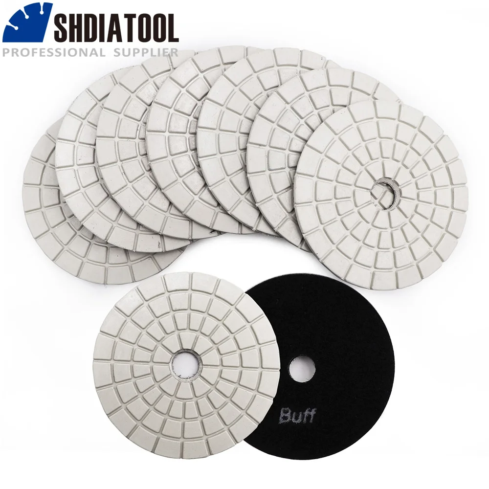 SHDIATOOL 4" wet diamond polishing pads for stone granite 100mm grinding discs
