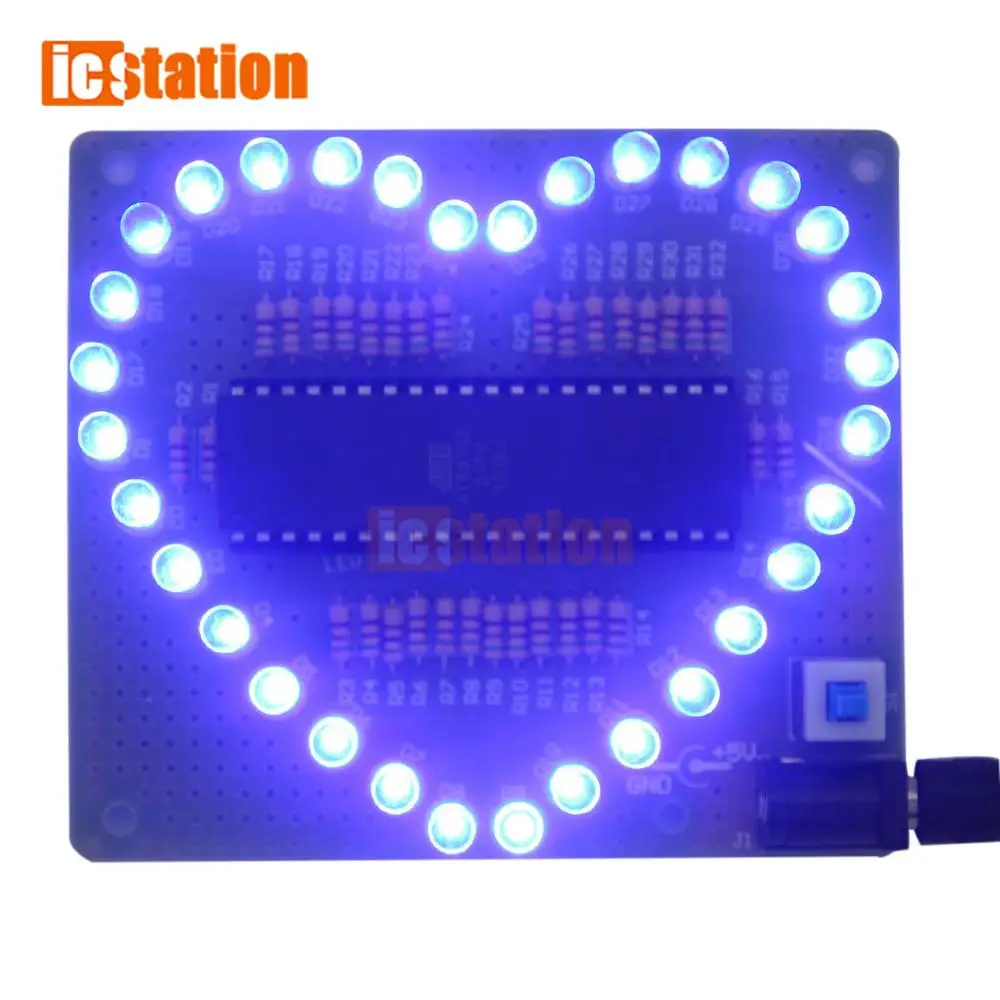 51 Single-chip Heart-shaped Water Light DIY Kit LED RGB Love Light Colorful Glare  Electronic Production DIY Send Program