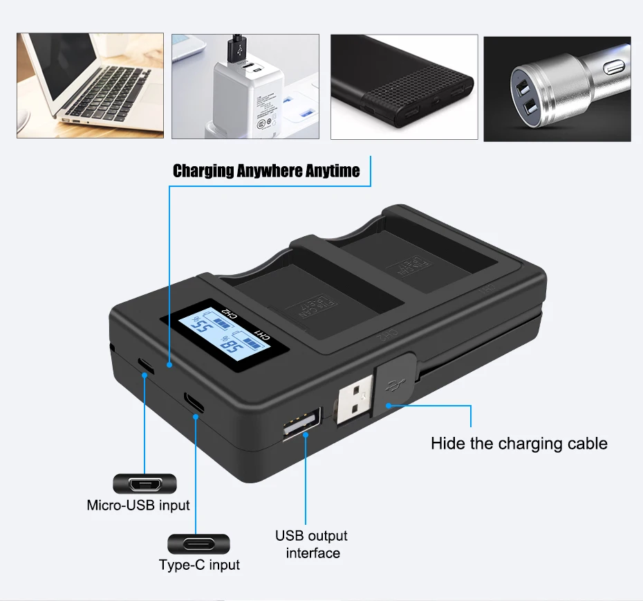 PALO 100% Original LPE17 LP E17 LP-E17 LCD USB Dual Charger for Canon EOS 200D M3 M6 750D 760D T6i T6s 800D 8000D Kiss X8i Camer