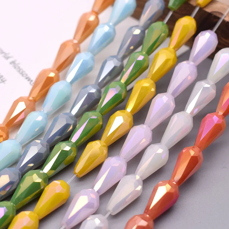 20Pcs/lot 8x14mm Water drop Faceted Crystal Beads Teardrop Shape Austria Crystal Glass Beads for Jewelry Making DIY Necklace