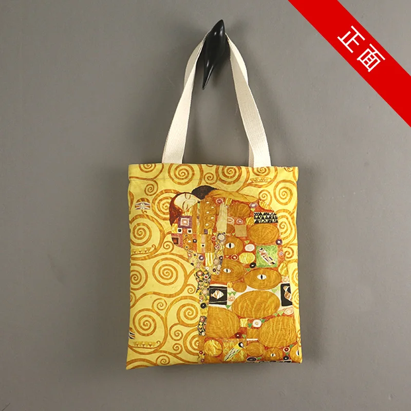 Klimt paintings kiss under the canvas bag design contracted, handbags of the great capacity of the tree of life