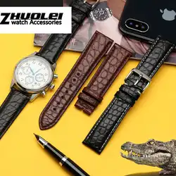 For any luxurious wristband genuine Crocodile skin watchband 18mm 19mm 20mm 21mm 22mm black brown straps