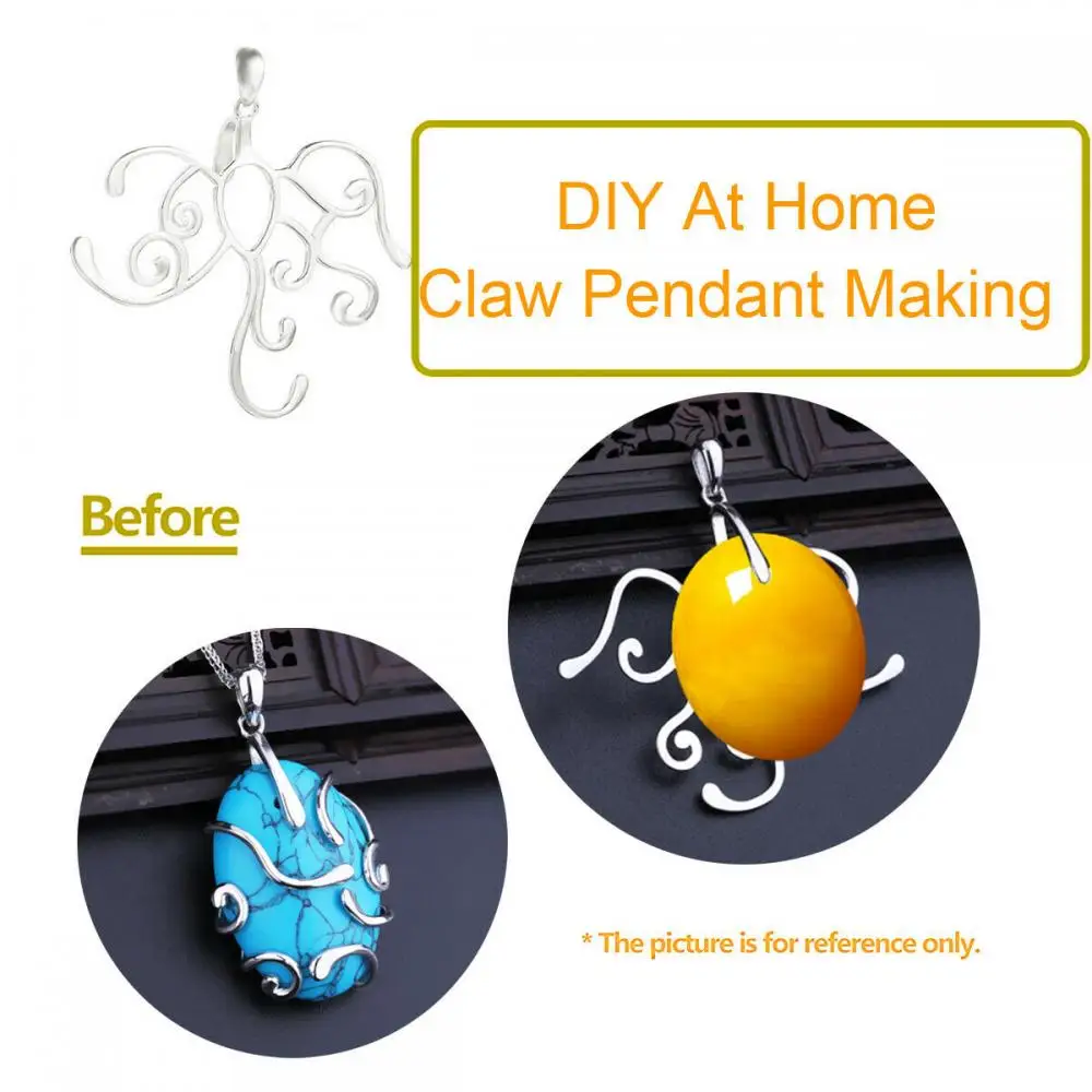 925 Sterling Silver Irregular Claw Pendant Blank Charm Base Cabochon Setting fit Various Shapes Gemstone Handmade Jewelry