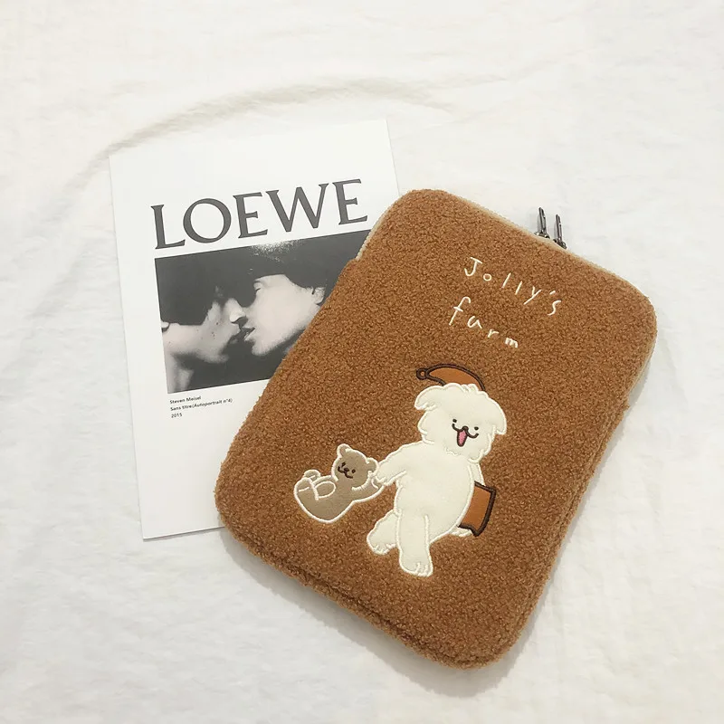 INS Cute Puppy Plush Laptop Bag for Macbook Pro/air 13 Inch Liner Bag  Ipad Pro 11 12.9 Mipad 5 Soft Tablet Case Storage Pouch