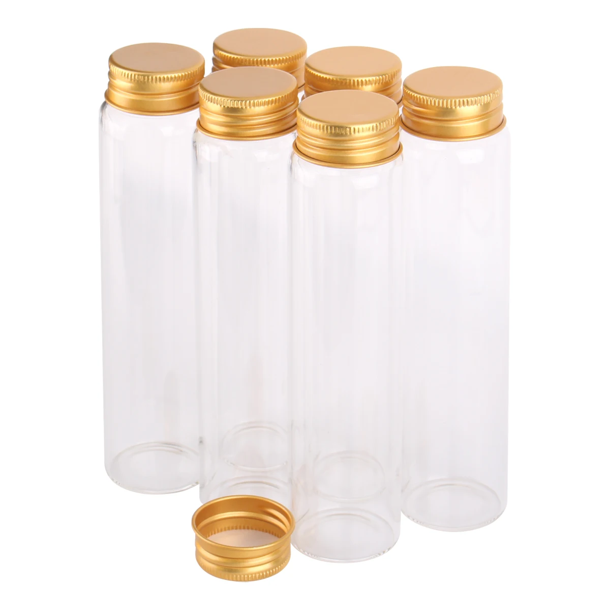 6 pieces 120ml 37x150mm Transparent Glass Bottles with Gold Aluminum Caps Glass Jars for DIY Crafts Wedding Favors