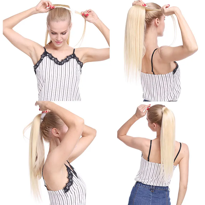 SEGO 80G-95G Mais Wellenförmige Lange Pferdeschwanz Haarteil Wrap auf Menschliches Haar Nicht-Remy Clip in haar Extensions Ombre Braun Pony Schwanz