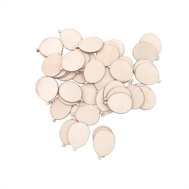 50Pcs Mini Balloon Wood DIY Crafts Unfinished MDF Cutouts Embellishments Scrapbooking Wedding Party Decorations