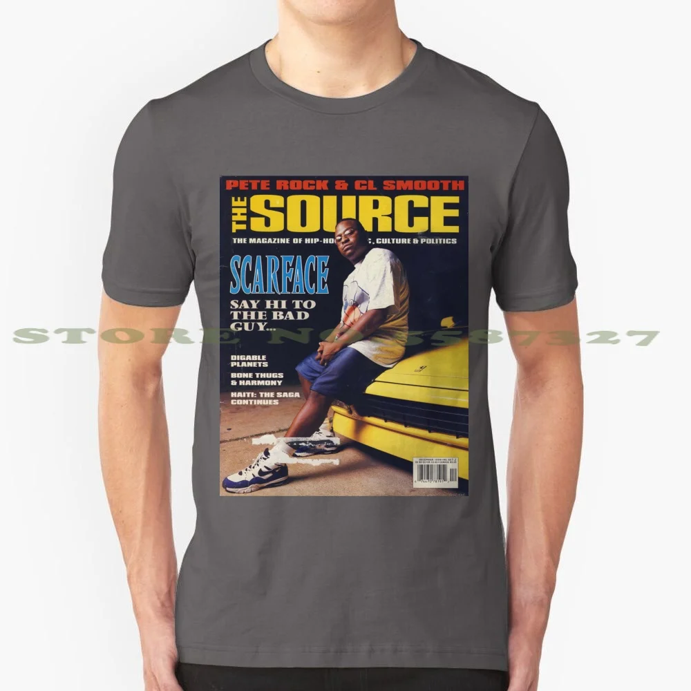 Source 90S-Scarface 100% Pure Cotton T-Shirt Hip Hop 90S Queen Latifah Hand Drawn Illustrated Black White Ink Gold Biggie Dmx