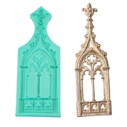 European Church Door Window Silicone Cake Decorating Tools Confeitaria Moldes Fondant Chocolate Soap Candle Mold Baking K732