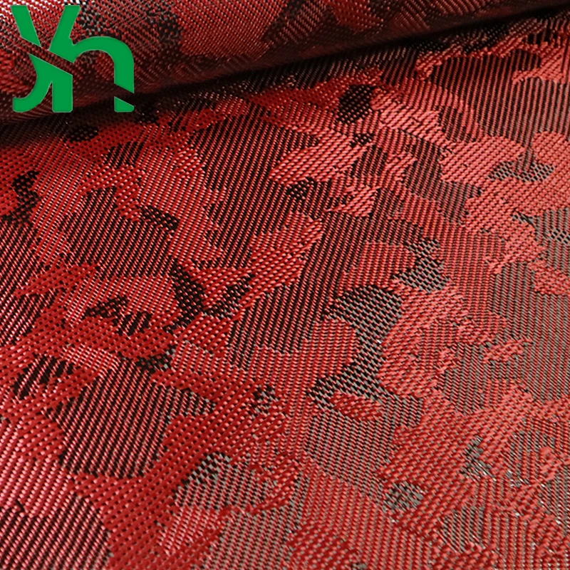 3K210g red camouflage pattern Kevlar mixed carbon fiber cloth Personalized decoration modification