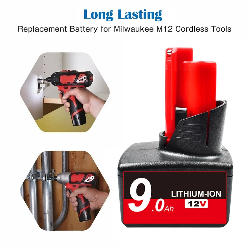 Bonacell 12 فولت 9.0Ah 9000 مللي أمبير بطارية ليثيوم أيون بديلة M12 لبطاريات ميلووكي أداة السلطة XC 48-11-2411 48-11-2420 L50
