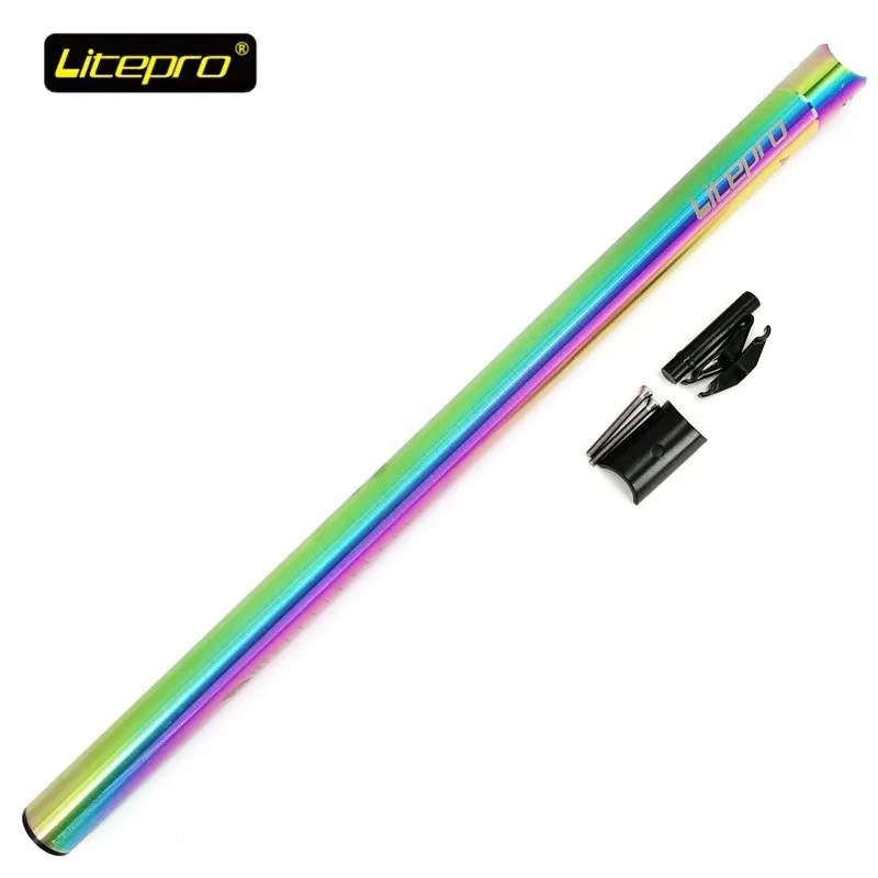 Litepro A61 Bmx Folding Bike Seat Post 33.9mm * 600mm Titanium Plating Aluminum Alloy Seatpost Bicycle Seat Tube