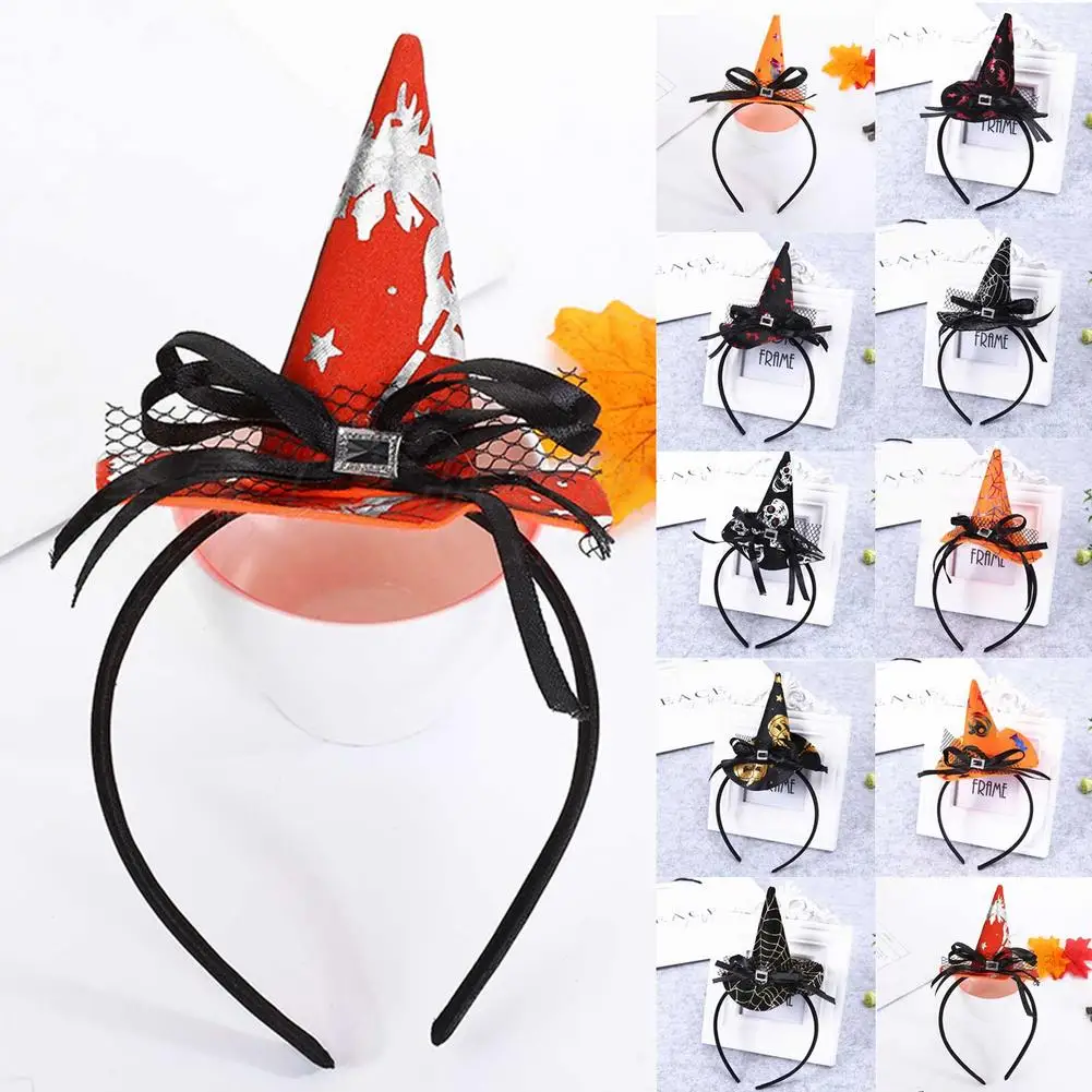 Witch Party Hat  Halloween Witch Headband Pointed Witch Hat Halloween Decoration for Children and Adults