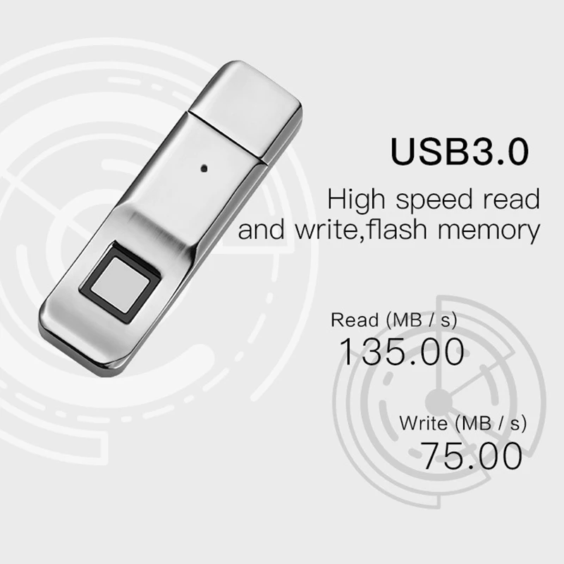 Fingerprint Encrypted Pendrive 32GB Encryption USB Flash Drives Data Security Business Office Metal Password Stable Private 32G