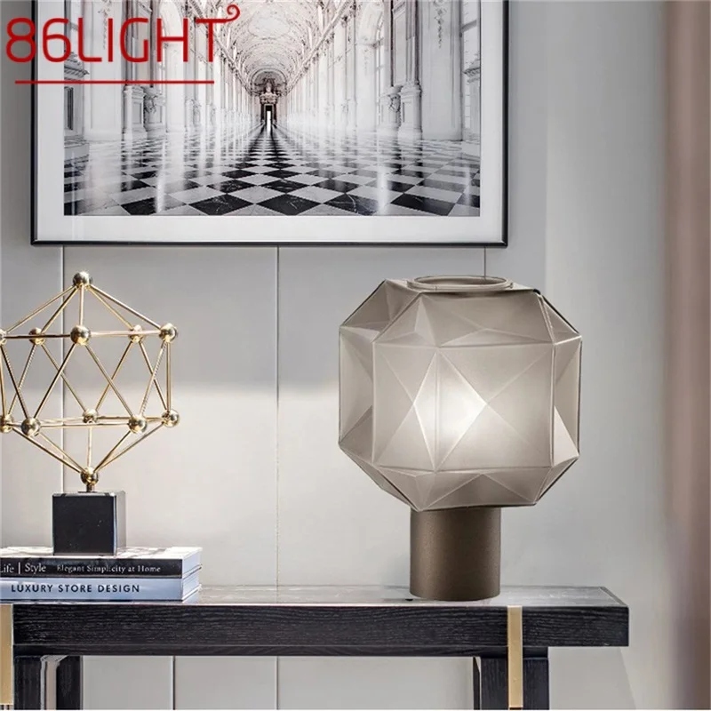 

86LIGHT Nordic Table Lamp Modern Creative Polygon Lampshade LED Desk Light for Home Living Bed Room