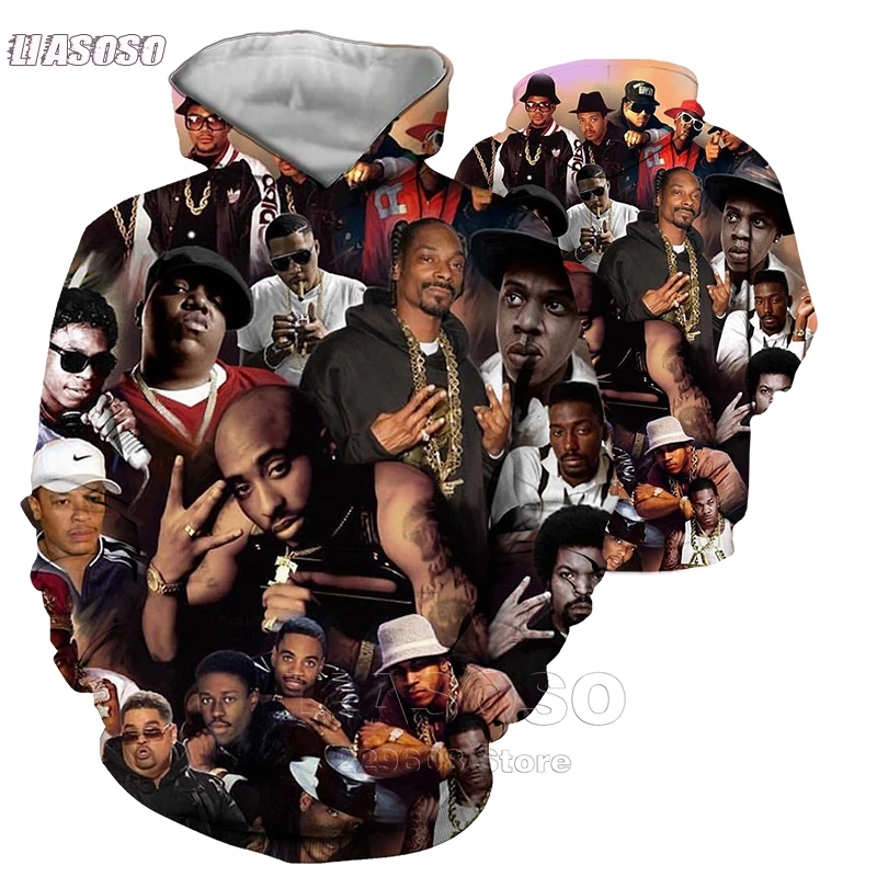 Winter 3D Hoodie Men Legends Of Hip Hop 2pac Tupac/Biggie Smalls/Snoop Dogg  Hip-Hop Funny Tee Tops Plus Size Streewear