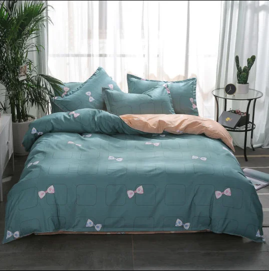 Home Textile Black Lattice Duvet Cover Pillowcase Bed Sheet Simple Boy Girls Bedding Sets 3/4Pcs Single Double Bedlinen