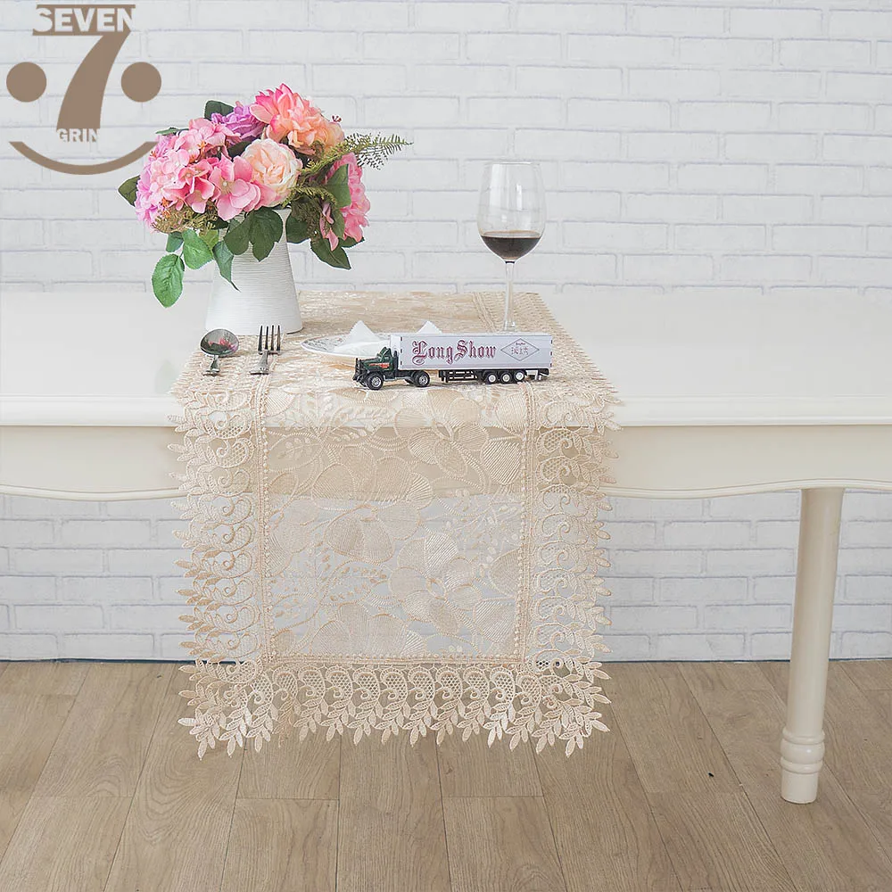 Excellent Wedding Party Banquet Birthday Festival Decor Embroidered Modern Table Runner Luxury Lotus Embroidery Table Cover