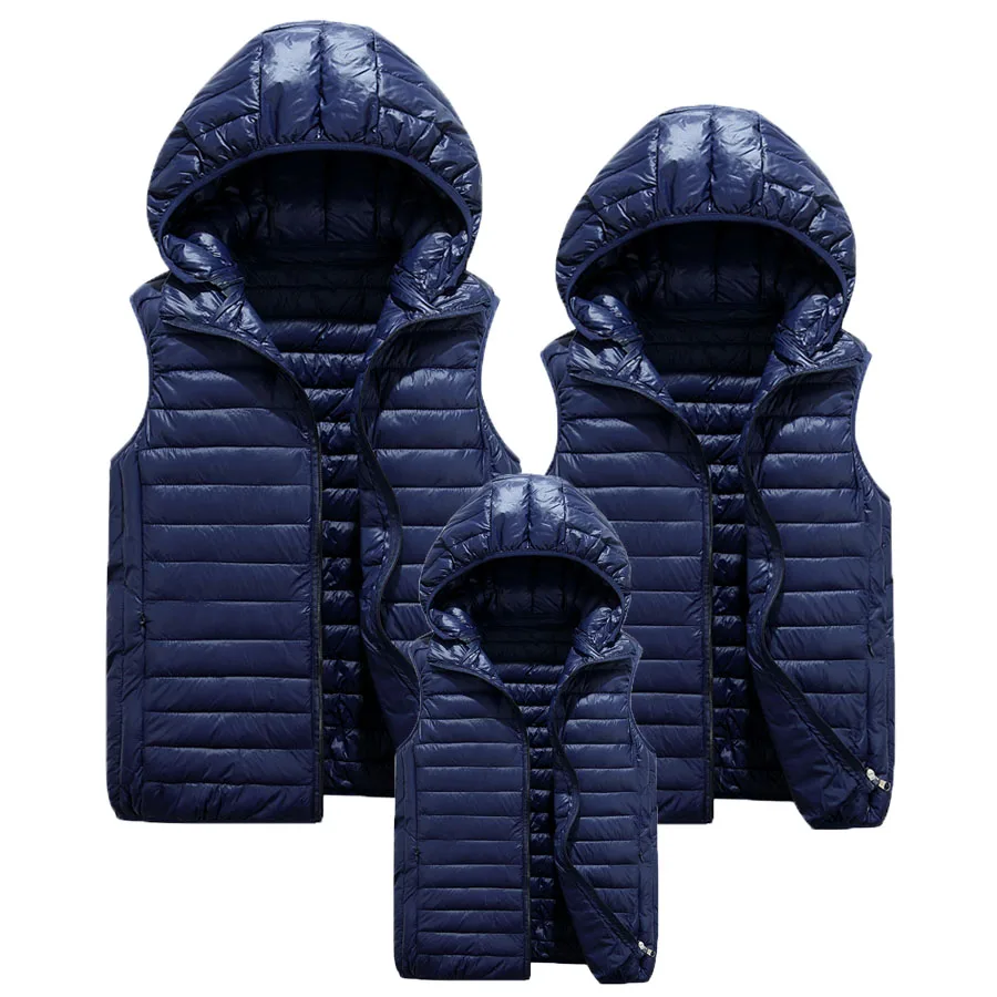 Children Down Vests Boys Girls Vest Plus-size Waistcoat Parent-child Ultra-thin Warm Vest