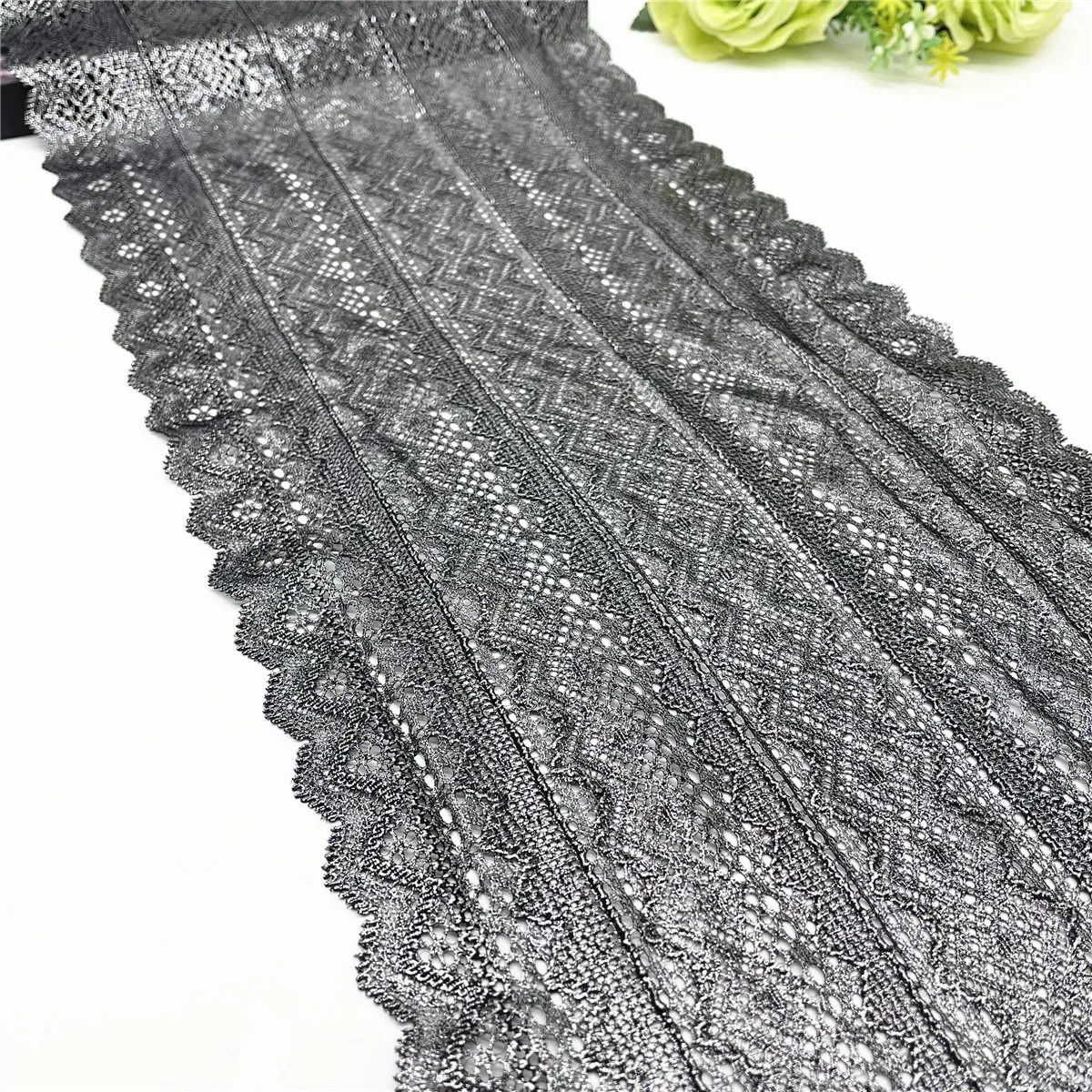 3y/lot Width 23cm Black With Foil Elastic Lace Trim Skirt Hem Underwear Sewing Craft DIY Apparel Fabrics Lace Lingerie Bjd