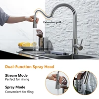 DQOK Kitchen Faucet Pull Out  Brushed Nickle Sensor Stainless Steel Black Smart Induction Mixed Tap Touch Control Sink Tap 4