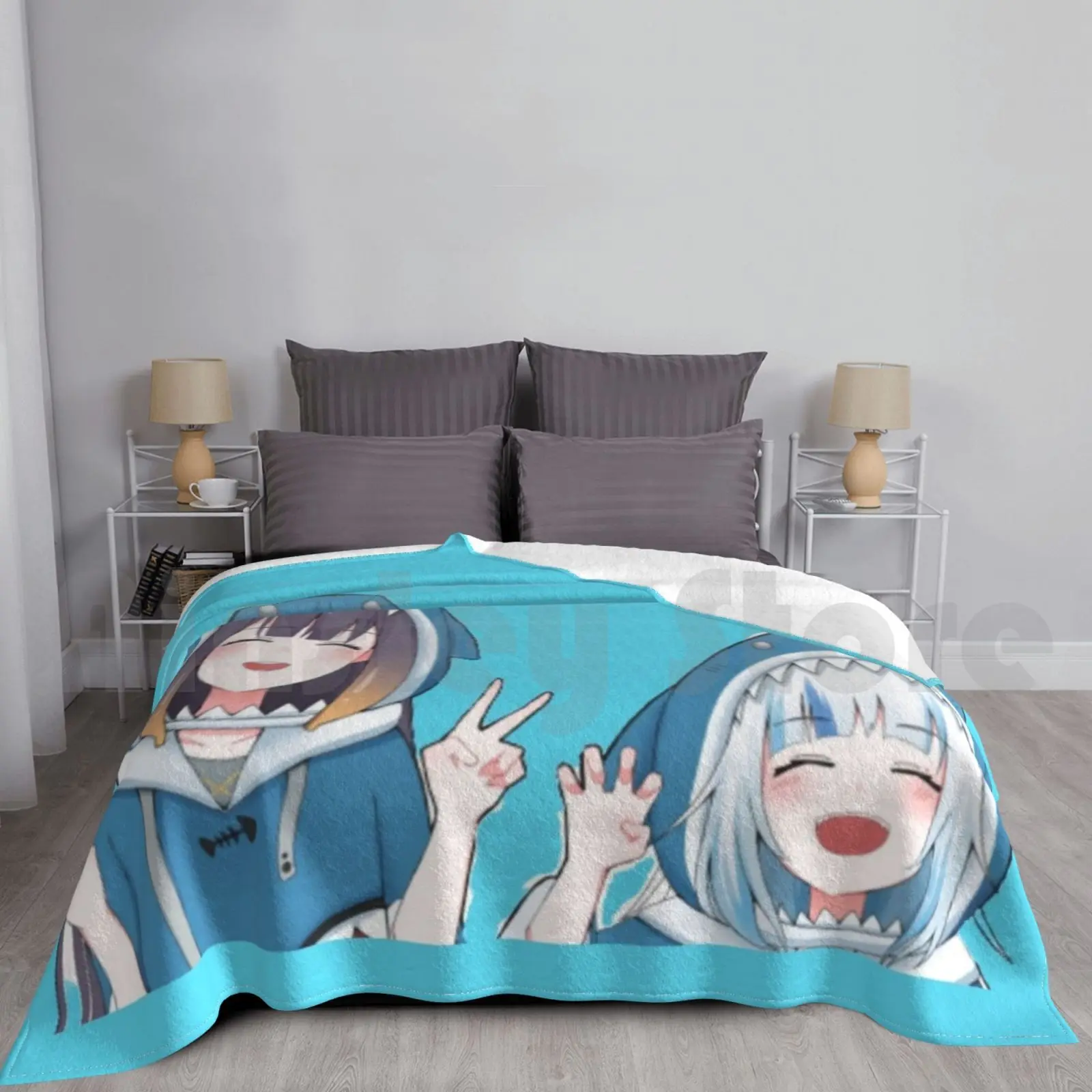 Gawr Gura Cool Peeker Blanket Fashion Custom Hololive Vtuber Gawr Gura Virtual Youtuber Anime Hololive Gura Gawr
