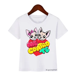 Camisetas anime engraçadas para crianças, tops de criança, Me Contro Te, roupas de meninos e meninas, moda verão, fofo, atacado