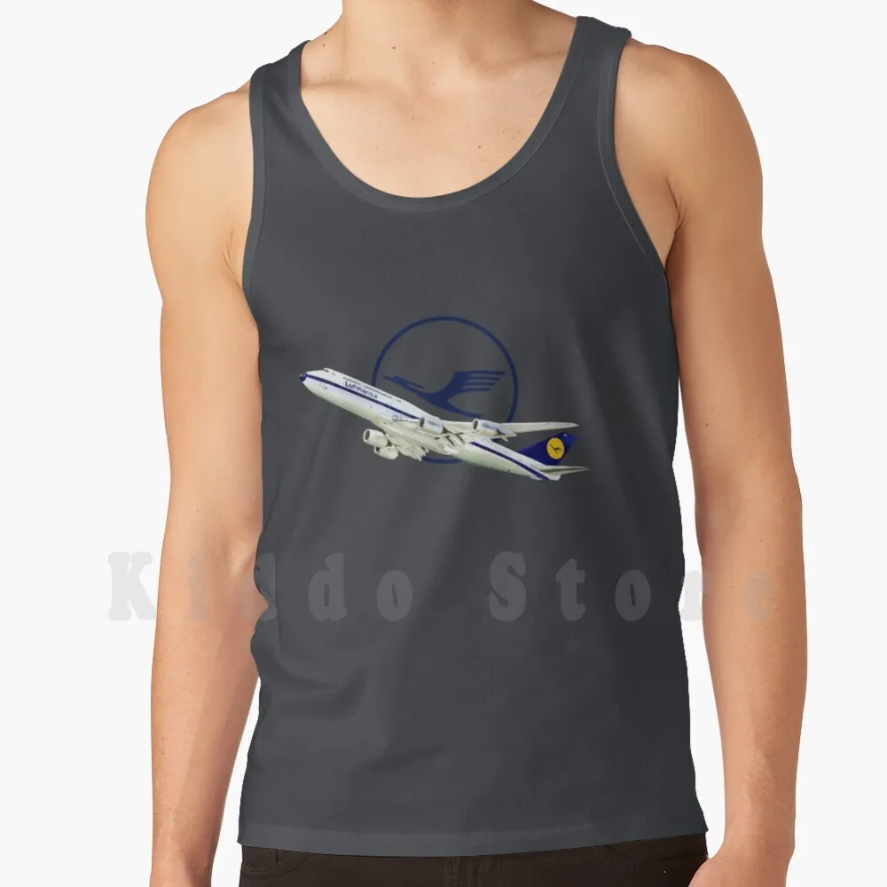 Logo Lufthansa Boeing 747 Tank Tops Vest Sleeveless Boeing B747 Boeing 747 747 Airplanes Airplane Aesthetic Airport Sky