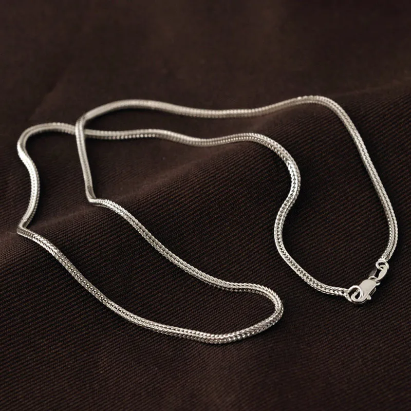 925 Sterling Silver Chopin Chain Necklace Platinum Color Long 40 45 50 55 60 65 70 80 CM Wide 1 1.3 1.6 2 2.5 MM Men Women Gift