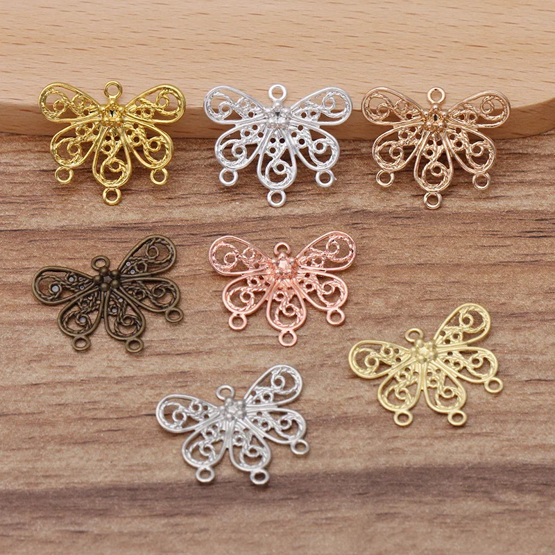 

Mibrow 50pcs/lot 7 Colors 18x22mm Copper Animal Butterfly Charms For Handmade DIY Necklace Bracelet Jewelry Making Findings