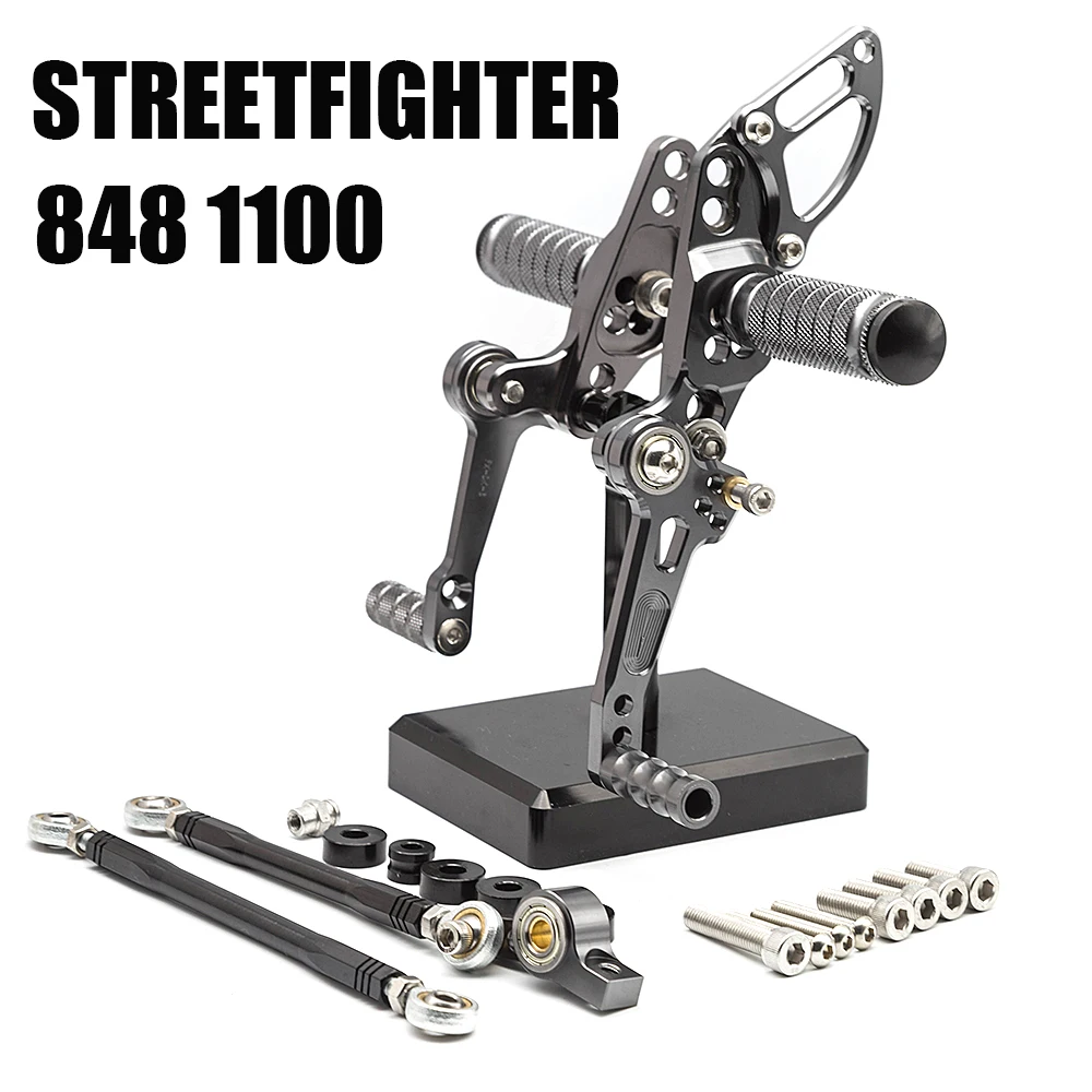 

For Ducati STREETFIGHTER 848 1100 Adjustable Aluminum Alloy Rearsets Foot Pegs Footrest Motorcycle Footpeg Rearset Pedal